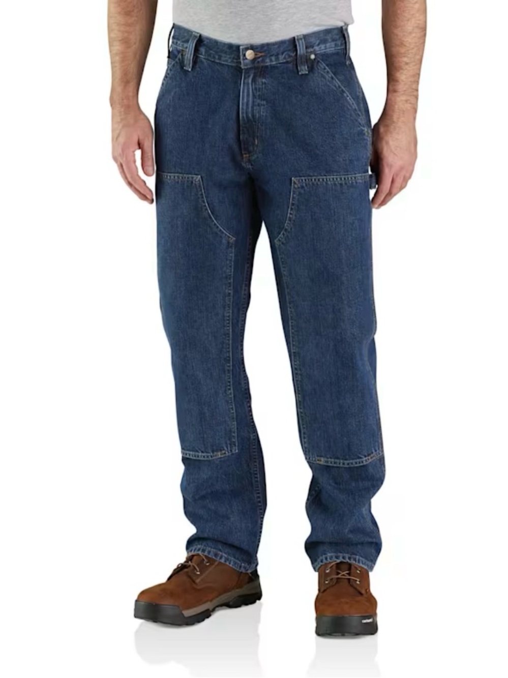 Carhartt Relaxed Fit Double-Front Denim Dungarees (Sz 32 x 32) Dark Wash